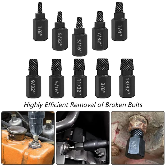Nexora™ Screw Extractor Kit – 10 PCS Damaged & Stripped Screw Remover