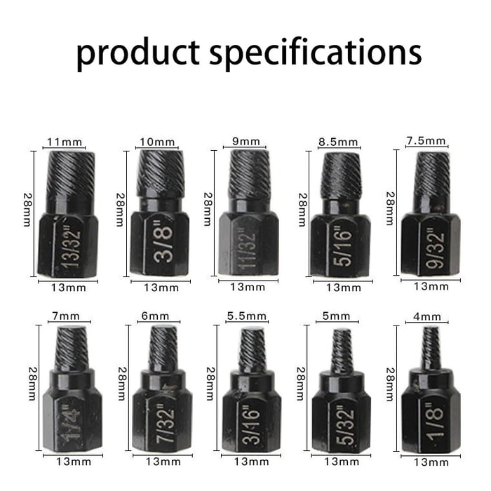 Nexora™ Screw Extractor Kit – 10 PCS Damaged & Stripped Screw Remover