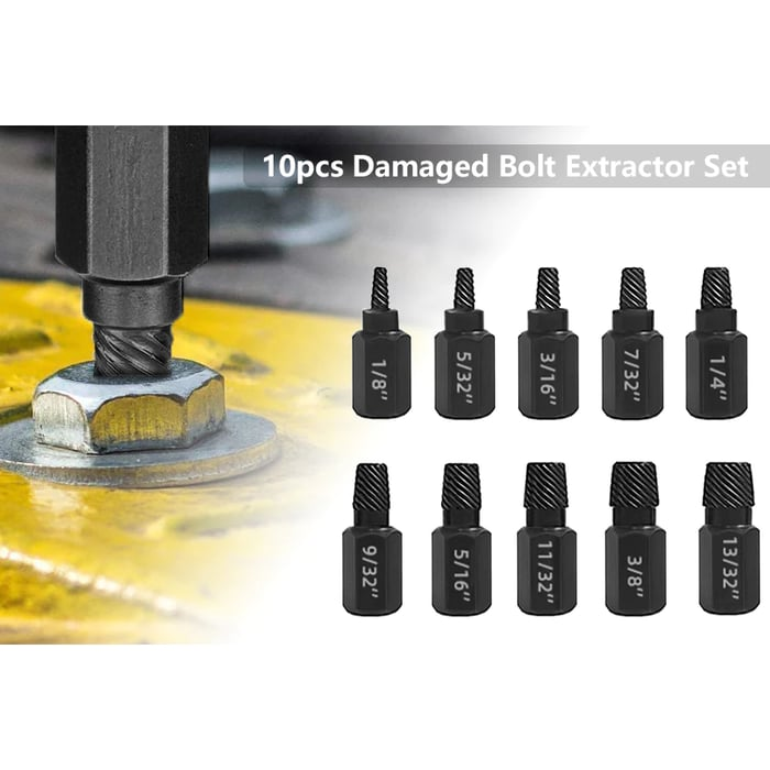 Nexora™ Screw Extractor Kit – 10 PCS Damaged & Stripped Screw Remover