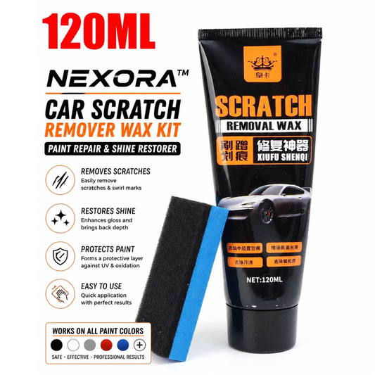Nexora™ Car Scratch Remover Wax Kit 120ml – Paint Repair & Shine Restorer