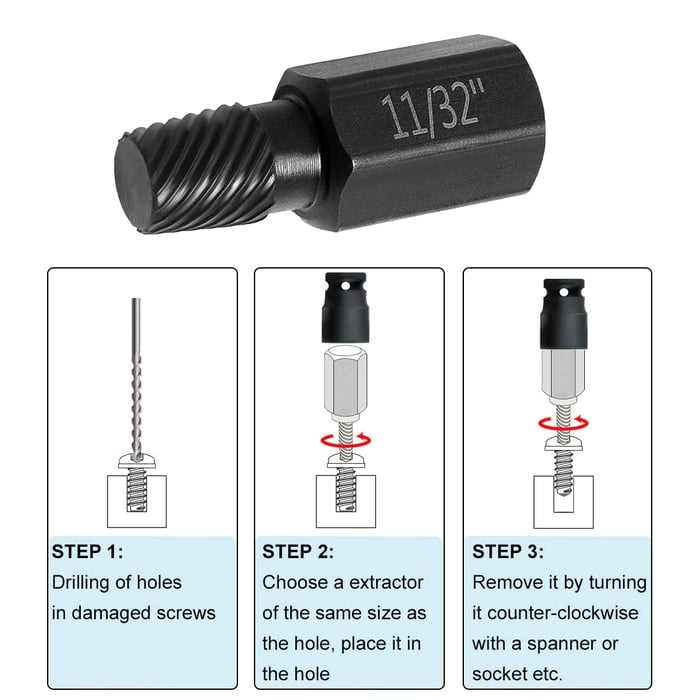 Nexora™ Screw Extractor Kit – 10 PCS Damaged & Stripped Screw Remover