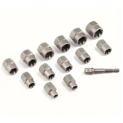 Nexora™ Impact Bolt & Nut Extractor Set – 14 PCS + Hex Adapter